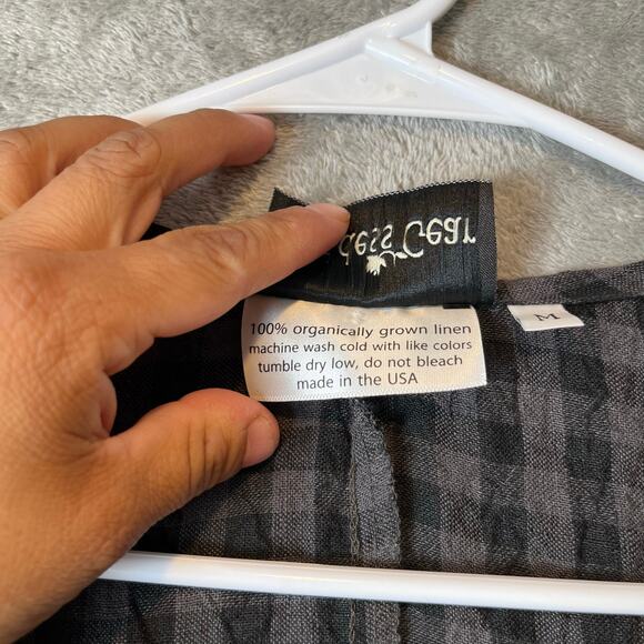 Goddess‎ Gear Organic Linen Cardigan Black Charcoal Check Medium lagenlook - Picture 6 of 6